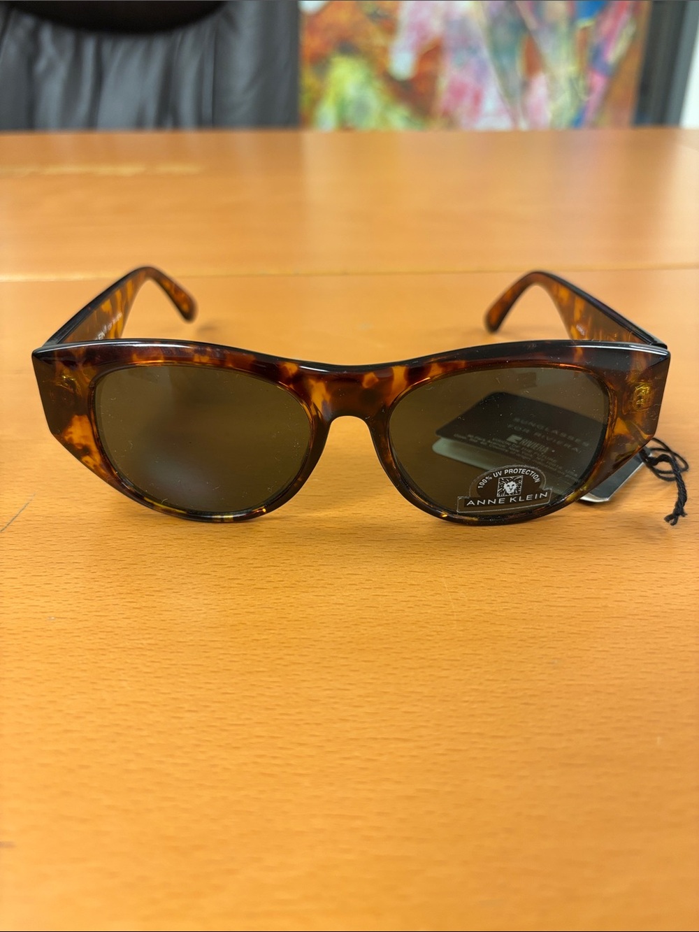 Anne Klein Tortoiseshell Frame Sunglasses with Brown Lenses